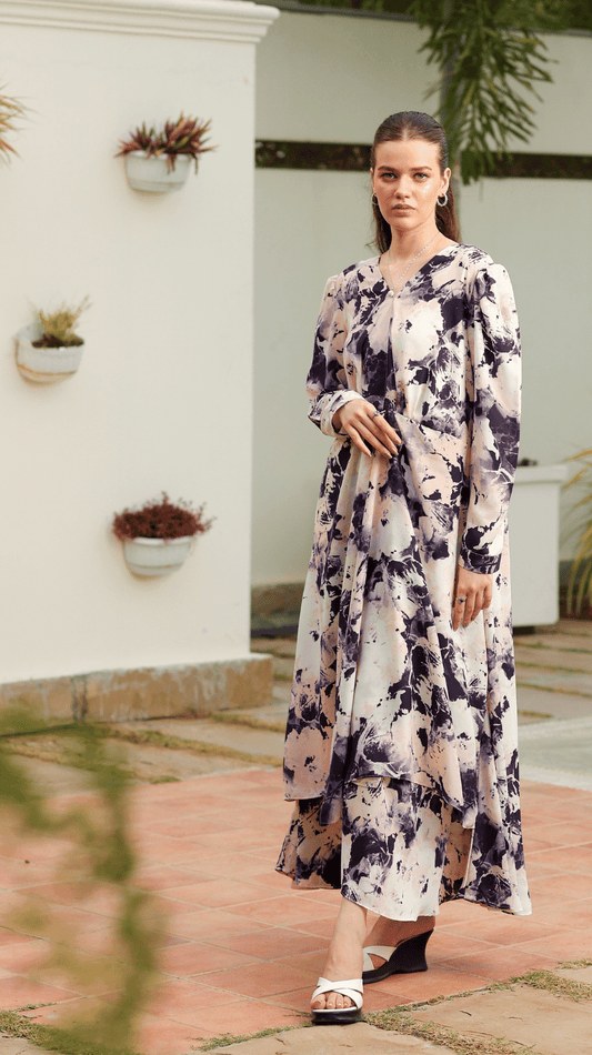 Multi-Layered Retro Floral Maxi - AREEJ | Online