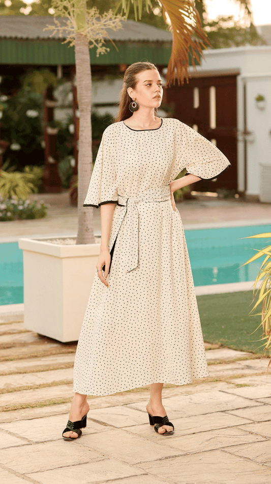 White Polka Maxi - AREEJ | Online